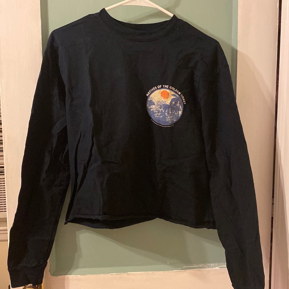 Brandy Melville John Galt Cropped Navy Blue Long Sleeve